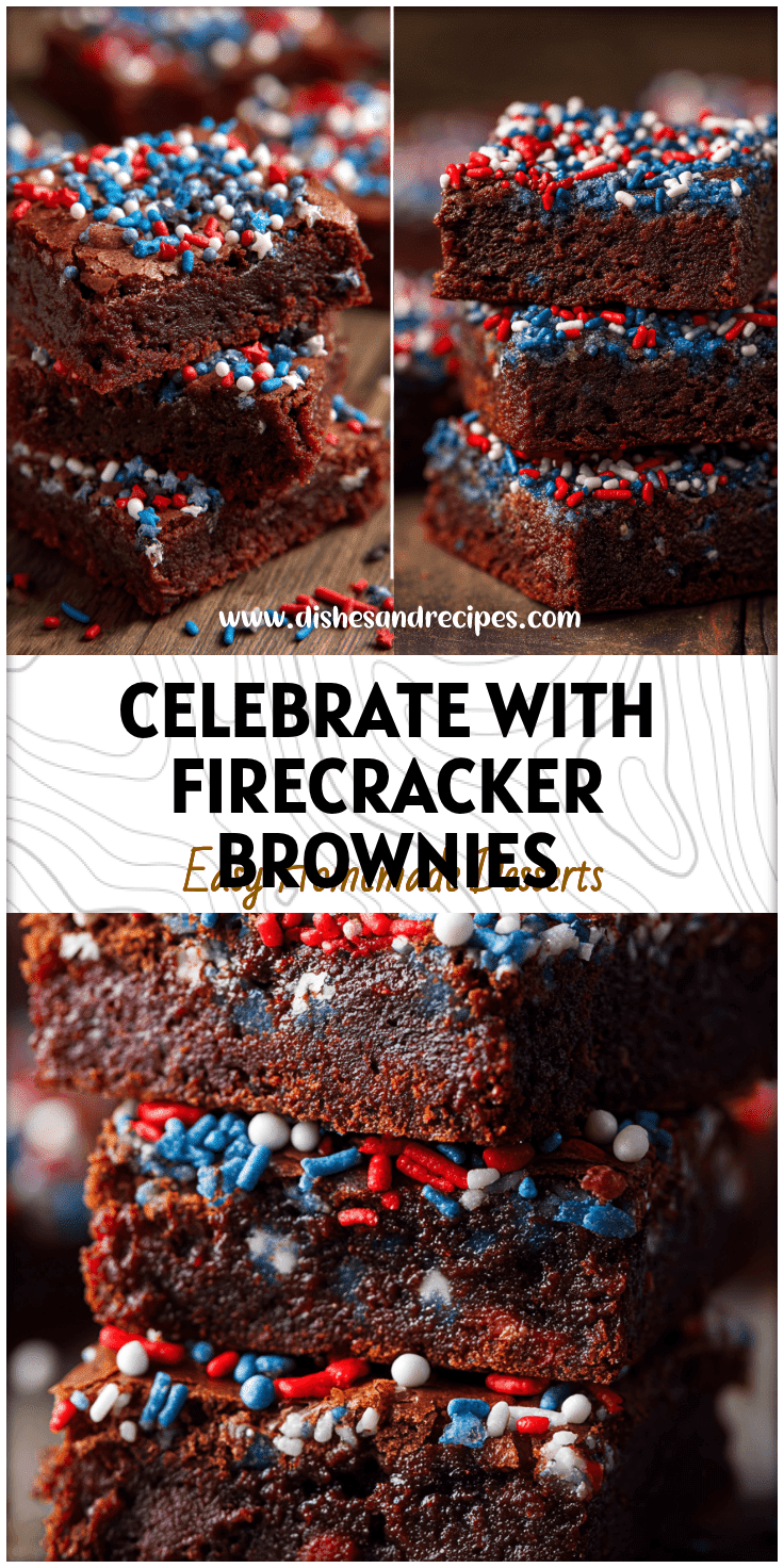 Patriotic brownies topped with red, white, and blue sprinkles styled as a Dessert Flag for 4th of July parties